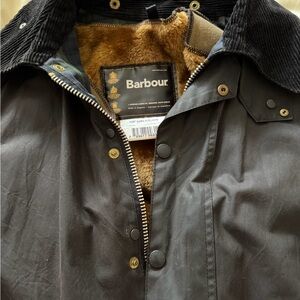 Barbour Black Jacket with Warm Brown Lining